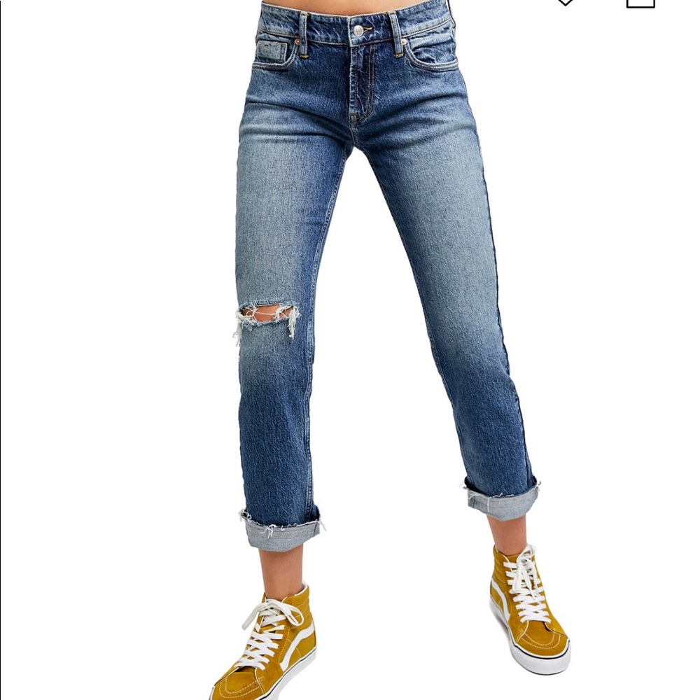 Cuffed Slim Boyfriend Jeans